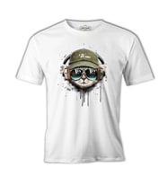 Hat Style - Kedi Beyaz Erkek Tshirt