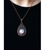 Doğal Taş Aytaşı Doğal Taşlı Kadın Antik Modelli Kolye 40cm Zincirli euk24a (Beyaz)