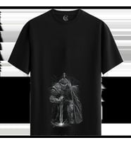 Knight Sketch - %100 Pamuklu Erkek Siyah Tişört - Premium Quality (Siyah - Beyaz)