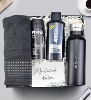 Kişiye Özel Matara Termos & Havlu & Arko Men Tıraş Kolonyası & Deodorant Hediye Seti
