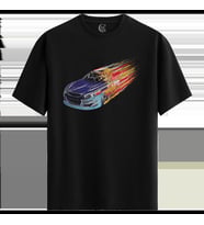 Burning Car %100 Pamuklu Erkek Siyah Tişört - Premium Quality (Siyah - Beyaz)