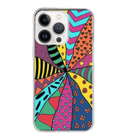 PrintiFy Apple  iPhone 13 Pro ile Uyumlu 1mm Slim Fit Retro Renkler 4 Baskılı Şeffaf  Kılıf