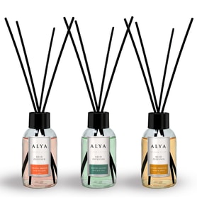 Alya Bambu Çubuklu Oda Kokusu Egzotic Leaves ve Woody Oriental ve Tropic Breeze 100 ml x 3 Adet
