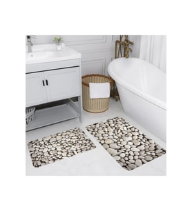 Rovigo Home Dijital Baskılı 2'li Banyo paspas Takımı RVG5026 (Gri)