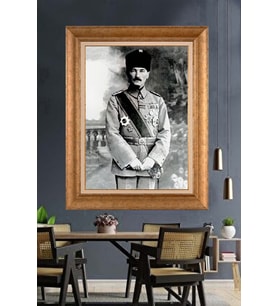 Altın Varaklı Çerçeveli Paspartulu Atatürk Tablo TR1487 (Gold)