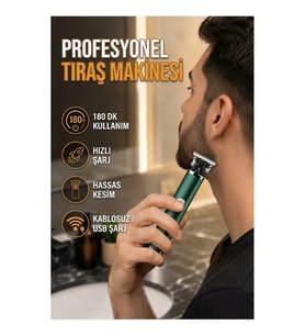 Profesyonel Şarjlı Tıraş Makinesi 180 Dakika Kullanım Süreli Hızlı Şarj Özellikli USB Şarjlı