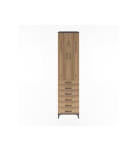 Hyperion Dolap 4 Raflı 6 Çekmeceli 2 Kapaklı 60x44x243 Antrasit-Çam
