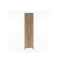 Hyperion Dolap 4 Raflı 6 Çekmeceli 2 Kapaklı 60x44x243 Antrasit-Çam