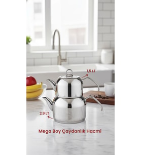 Delux Premium 4 Parça Çaydanlık Seti – Mega Boy Platin