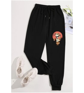 Unisex Baskılı Eşofman Altı (Siyah)