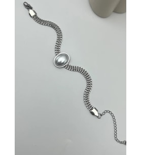 Çelik Silver İnci Bileklik - 25-blk153