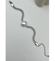 Çelik Silver İnci Bileklik - 25-blk153