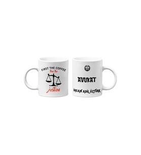 Avukat/Lawyer Hukukçu Temalı Hediyelik İkili Beyaz Seramik Kupa Seti-1-İKİLİ