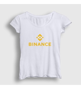 Presmono Kadın Beyaz Logo V2 Binance Bitcoin T-Shirt 324911tt (Beyaz)