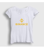 Presmono Kadın Beyaz Logo V2 Binance Bitcoin T-Shirt 324911tt (Beyaz)