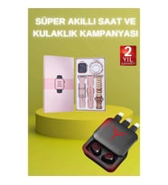 Mey İthalat® Powerbank Özellikli Bluetooth Kulaklık ve Nabız Ölçer Akıllı Saat Bileklik Hediyeli