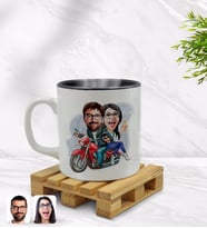 BK Gift Kişiye Özel Sevgililer Karikatürlü İçi Siyah Renkli Kupa Bardak Model 97