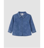 LCW baby İndigo Desenli Erkek Bebek Jean Gömlek