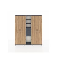 Arges Dolap 15 Raflı 2 Çekmeceli 4 Kapaklı 220x30x243 Antrasit-Çam/Antrasit