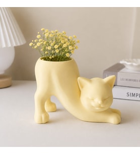 Kedi Figürlü Mini Saksı – Dekoratif Saksı