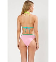 Kadın Bikini Takımı Üçgen Yaka Kolsuz Bağlamalı Balensiz Örme Kumaş Normal Bel Slip Alt Nakış
