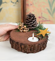 Kütük Dekoratif Tekli Tealight Mum