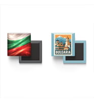 Buzdolap Magnetleri - Bulgaristan Bayrağı ve Sofya Posta Pulu Tema - 2'li Set Magneti