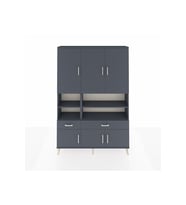 Arges Gardrop 8 Raflı 2 Çekmeceli 6 Kapaklı 132x30x195 Antrasit-Antrasit
