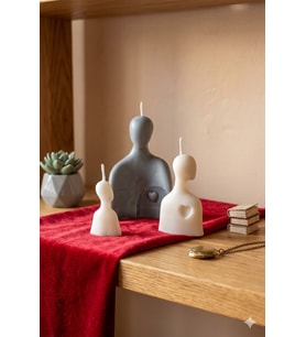 Aile Sıcaklığı Mum 3'lü Set - Mumelia Candles Doğal Soya, El Yapımı, Dekoratif - Gri