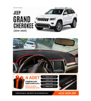 JEEP GRAND CHEROKEE (2014-2020) Uyumlu Torpido Örtüsü Torpido Kılıfı - Siyah Kırmızı