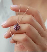 Saklı Takı 925 Ayar Gümüş Buzlu Lotus Çiçeği Kolye