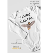 Yavru Kartal Baskılı Bebek Zıbını – Çıtçıtlı Body  %100 Pamuk Uzun Kol (Beyaz)