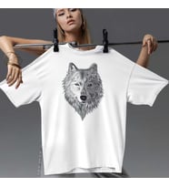 Kurt Dijital Baskılı Unisex Tshirt, Günlük Kullanıma Uygun Pamuklu Regular Tshirt (Beyaz)