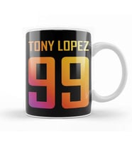 Tony Lopez Logo Name And Birth Year Number Rainbow Kupa Bardak Porselen