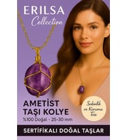 Sertifikalı Tel Sargılı Doğal Ametist Taşı Kolye – Altın Kaplama Sakinlik ve Koruma Taşı (Çok Renkli)