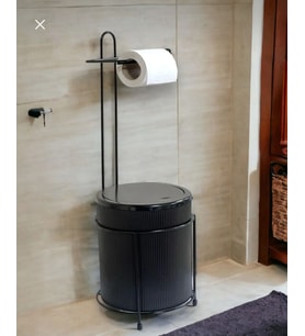Kovalı Tuvalet Kağıtlığı, Çöp Kovalı Tuvalet Kağıdı, Banyo Çöp Kovası, Tuvalet Kağıtlığı (Mat Siyah)