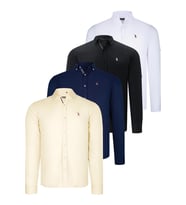 DÖRTLÜ SET G674 DEWBERRY ERKEK GÖMLEK-SİYAH-BEYAZ-LACİVERT-SARI (Karışık)
