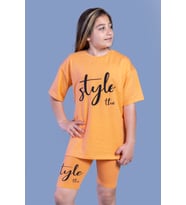 Toontoy Kız Çocuk Baskılı Taytlı Takım (Turuncu)