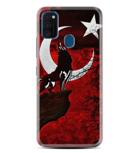 Samsung M21 M22 M23 M30 M31S M32 Kılıf Desenli Silikon Wolf and Moon 2 1381