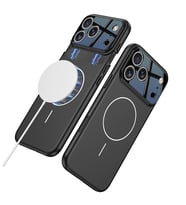 Apple iPhone 17 Pro Max Kılıf M-safe Şarj Özellikli Çift Parçalı Napoli Kapak (Siyah)