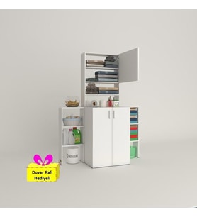 Kenzlife çamaşır makinesi dolabı kasparovmaks byz kurutma dolabı + tekli duvar rafı hediyeli (Karışık)
