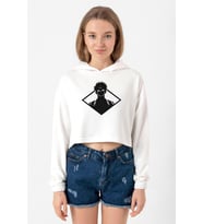 Jujutsu Kaisen Anime Sukuna White Head Ekru Kadın Crop Kapşonlu