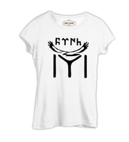 Türk Kayı Boyu Bayrak - Logo Beyaz Kadın Tshirt