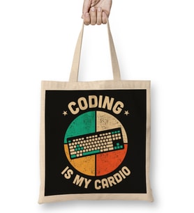 Coding Is My Cardio Fitness Gym Workout Mens Womens 03 Bez Çanta Uzun Saplı