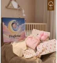 Hera - Yenidoğan Kız Hediye Seti – Müslin Örtü + Body + Patik + Emzik Tutucu – Baby Gift (Pembe)