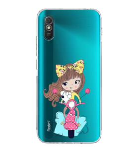 Xiaomi Redmi 9A  Kamera Korumalı Kapak Vespagirl Tasarımlı Şeffaf  Kılıf