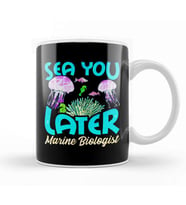 Cute Sea You Later Marine Biologist Biology Pun Kupa Bardak Porselen