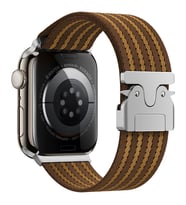 Apple Watch 44/45/46/49mm Kordon Kelebek Klipsli Naylon Kumaş Hasır Örgülü 133 2 (KAHVE)