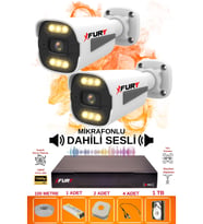 FURY 2 li Sesli 6 Warm Led Gece Renkli Görüş Su Geçirmez Güvenlik Kamerası Seti 1TB