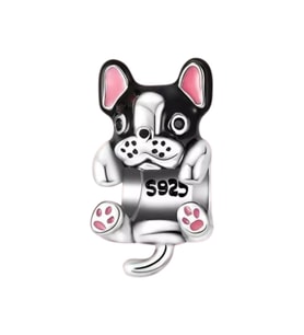 Sarılan French Bulldog Charm  925 Ayar Gümüş